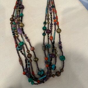 Vintage Bohemian Multicolor Beaded Necklace
